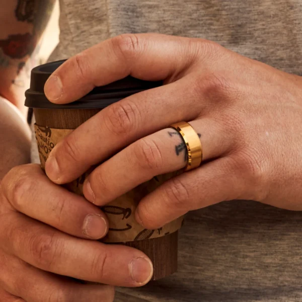 8mm Beveled 24K Gold Tungsten - Image 3