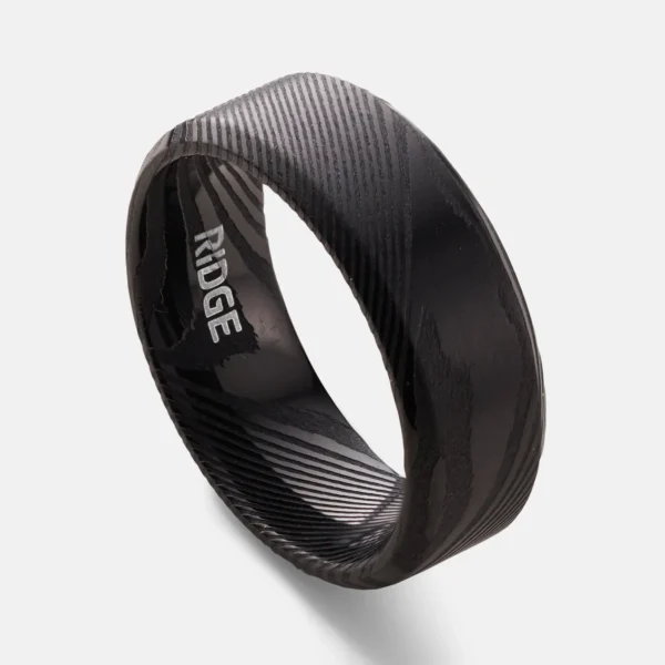 8mm Beveled Black Damascus