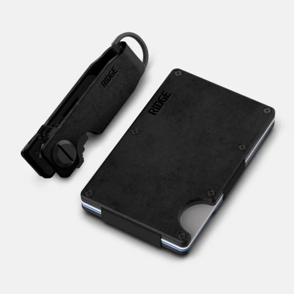 Ridge Wallet Midnight Black Leather – Full Kit / Classic / Add Money Clip