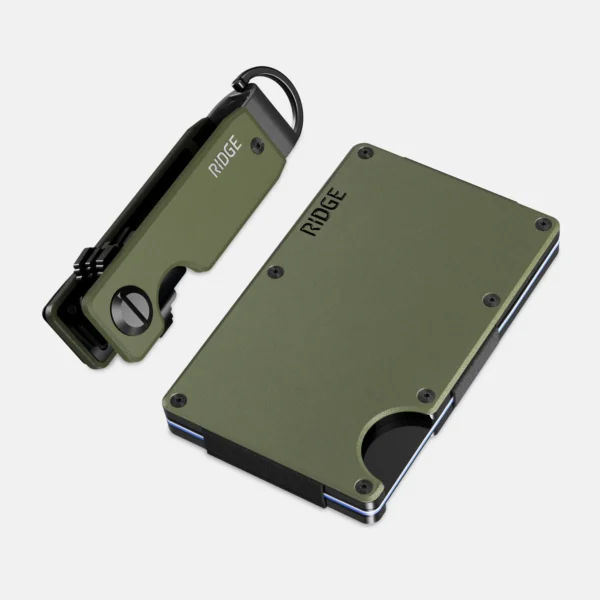 Ridge Wallet Matte Olive – Full Kit / Mag Safe / Add Money Clip