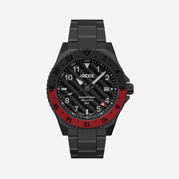 Land & Sea GMT Watch 42mm Carbon Fiber 3k | Stainless Steel